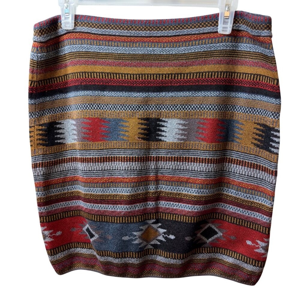 Peruvian‎ Women’s Aztec Pima Cotton Knit Skirt Southwestern Multicolor Boho Sz L - Picture 7 of 8